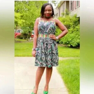 Duro Olowu for JCP multicolor sleeveless A-Line accentuated waistline dress Sz10